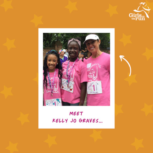 Kelly Jo Graves standing with two GOTR participants at a 5K.