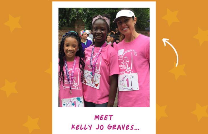Kelly Jo Graves standing with two GOTR participants at a 5K.